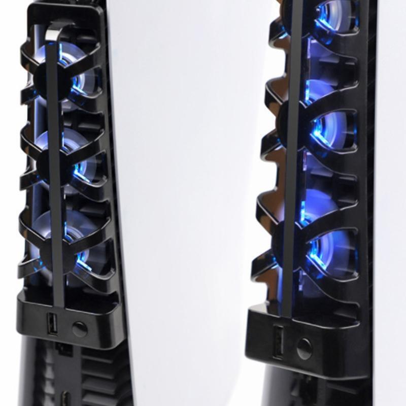 Host Blu-ray Heat Radiator External USB Cooler Built-in 3 Fans for PS5 DE/CD-ROM