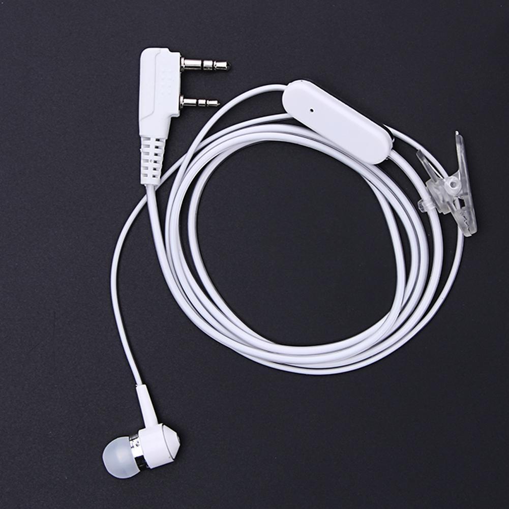 2Pin Sports Earpiece Headset w/ PTT MIC for BAOFENG Retevis Radios White
