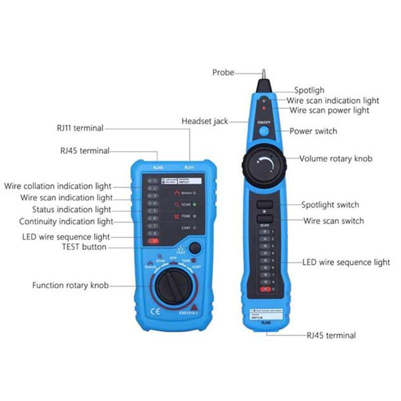 Cable Tester with Transmitter & Receiver RJ11 / RJ45 Line Finder with Headphones