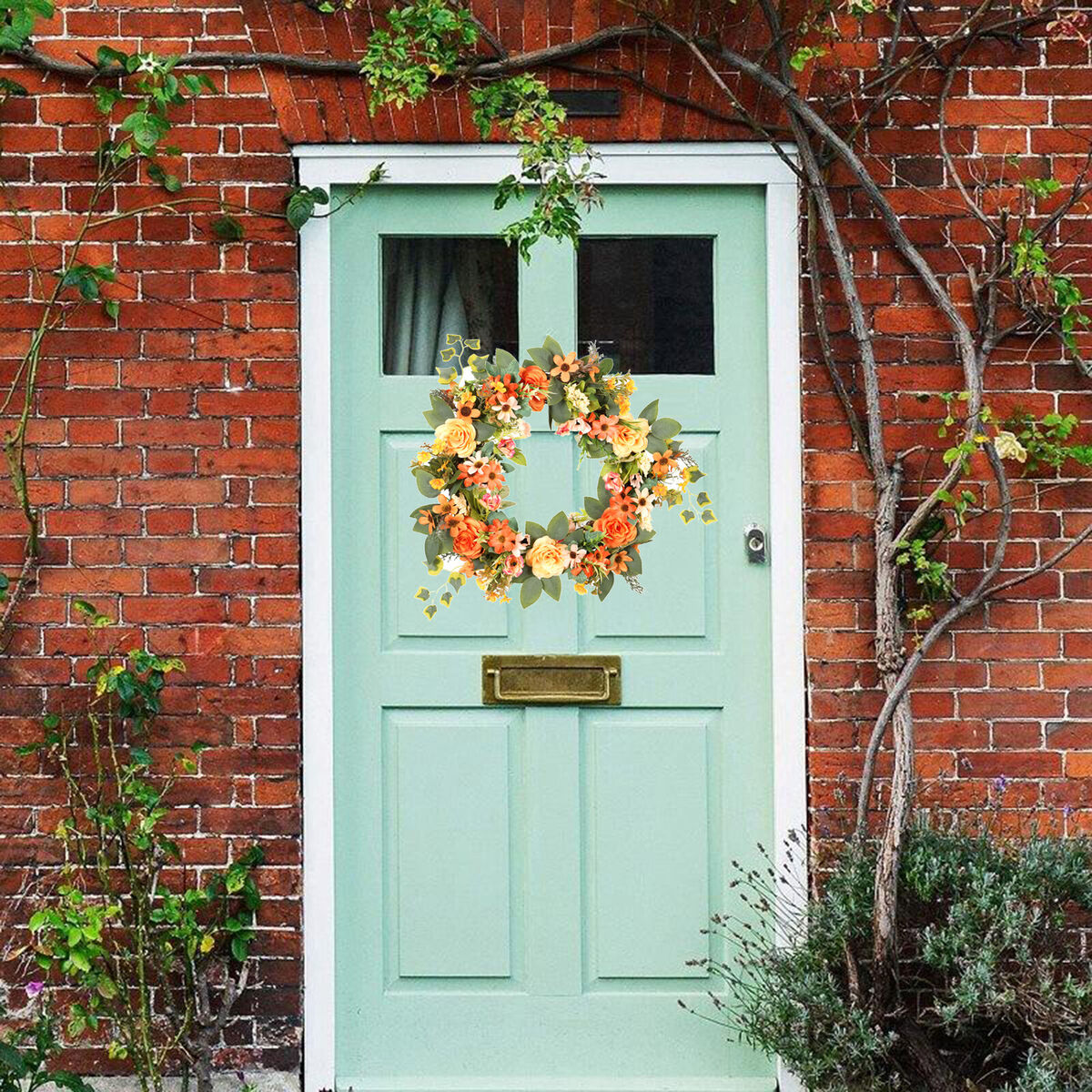 Front  Wreath   Peony Daisy Garland Window Ornament