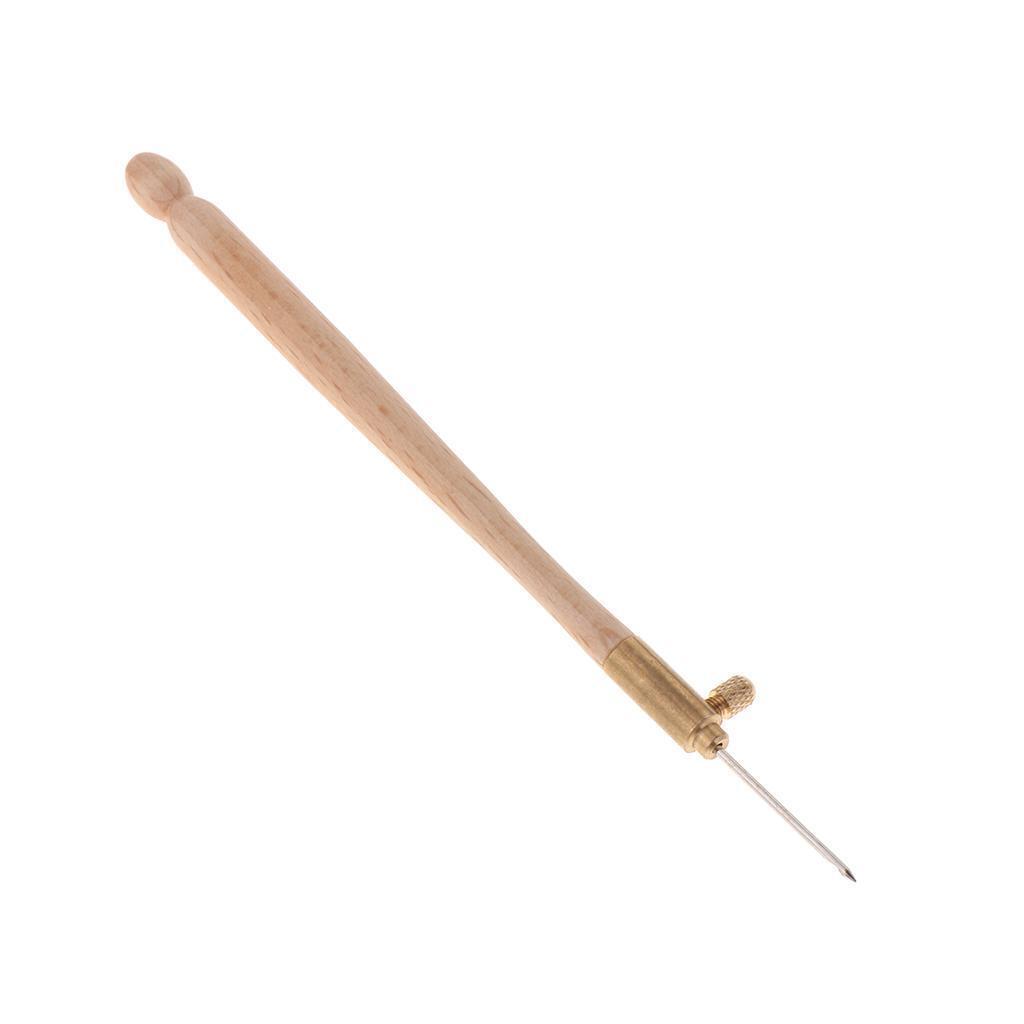 Wooden Handle  Hook & 3 Interchangeable Needles Embroidery Crochet