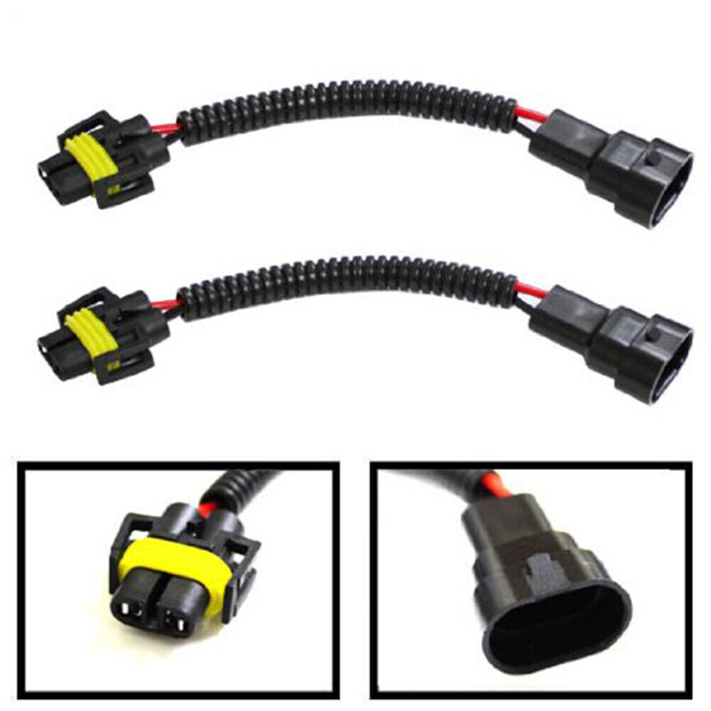 1 Pair H11 Female to 9005 9006 Male Adapter Cable Wiring Harness 8 inch