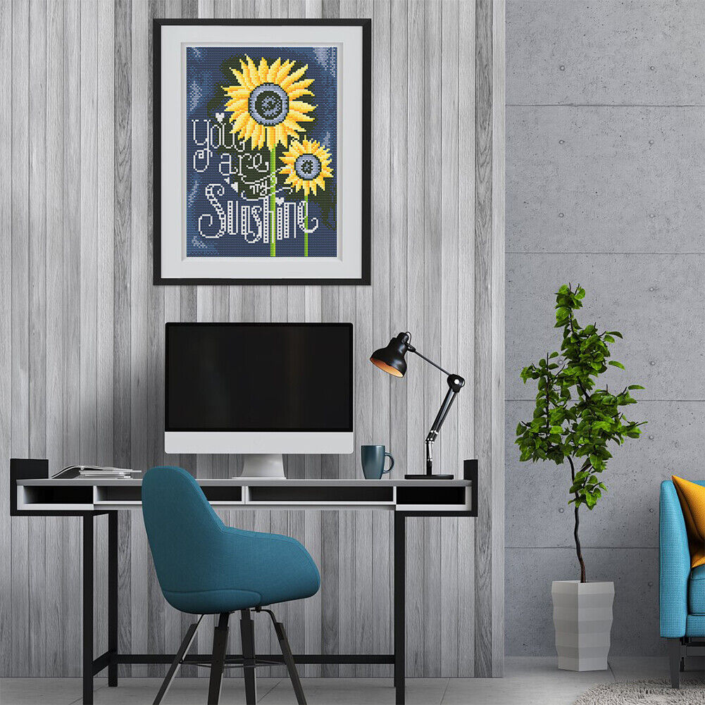 Luminous Diamond Painting Kit Two Sunflowers Full Round Rhinestone Picture