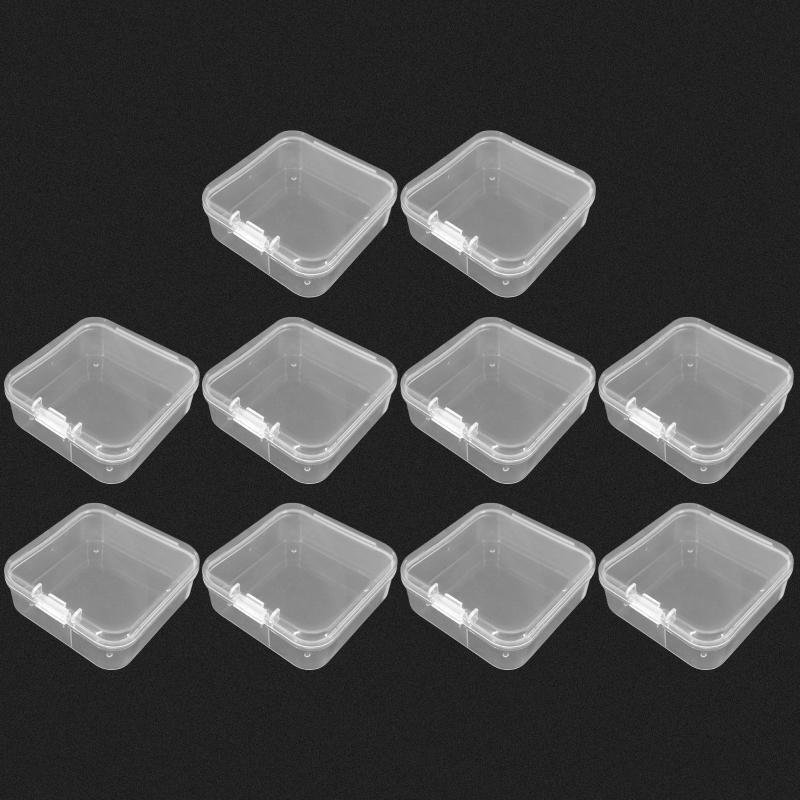 Mini Jewelry Storage Boxes with Lid 10 Pcs Plastic Square Clear Case Container
