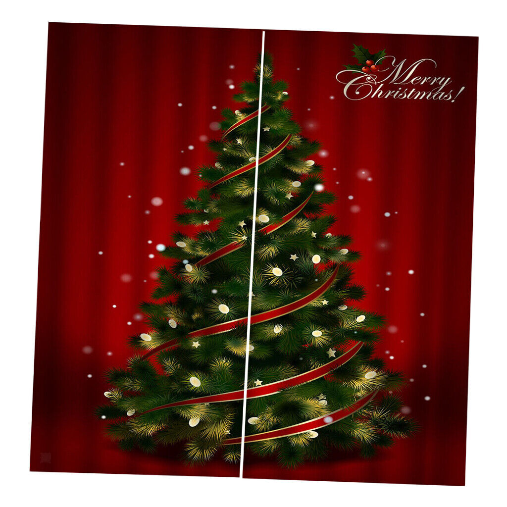 100x140cm Christmas Curtains Set  Waterproof 2Panels Drapes