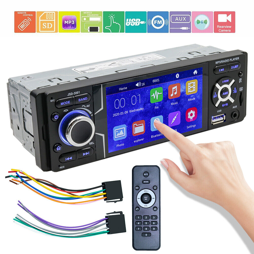 JSD-3001 Single DIN Car Stereo 4.1 inch Touch Screen FM Radio + AUX Cable