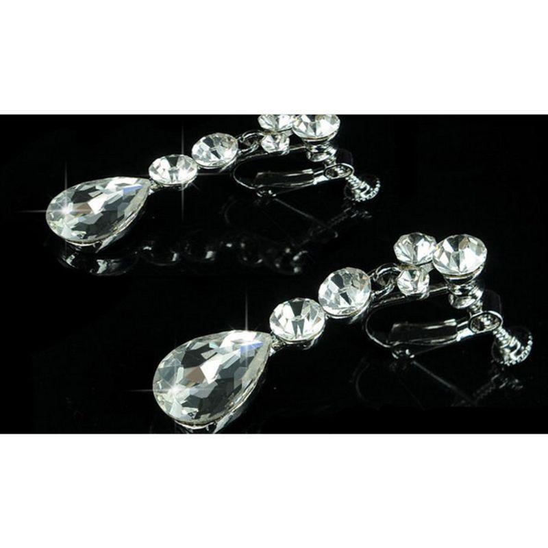 2Pcs Trendy Crystal Pendant Earrings Necklace Set Jewelry Accs Gift for Birthday