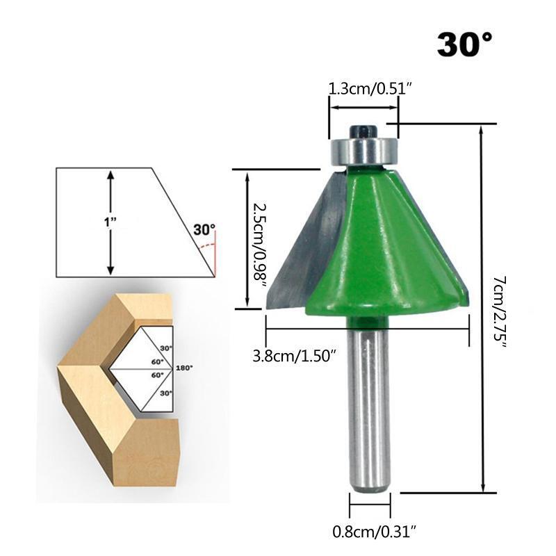 5x/Set 8mm Shank Chamfer Router Bits Multi-angle Milling Cutter for Woodworking