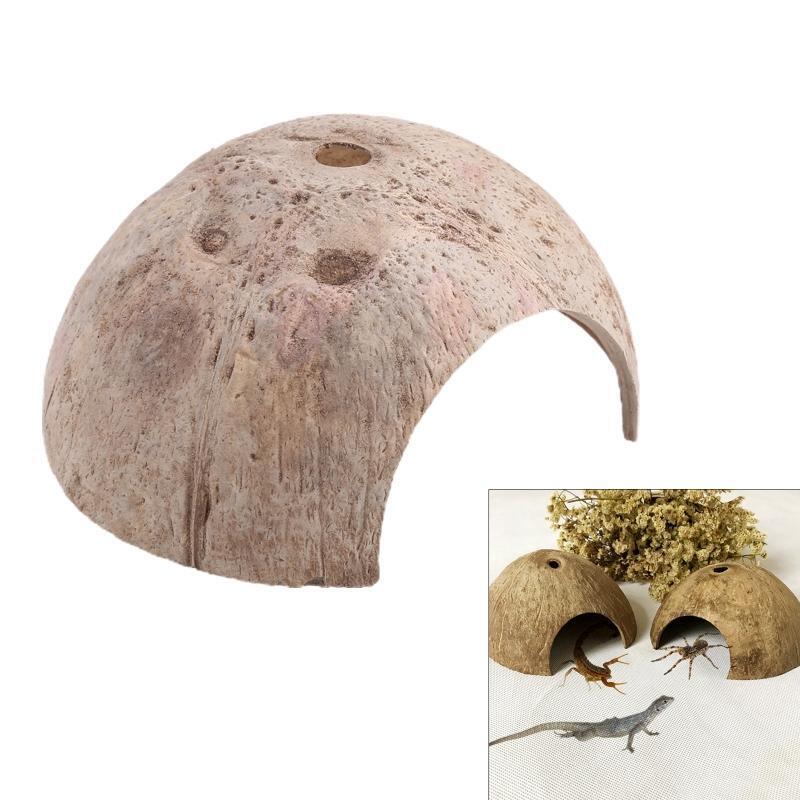 Reptile Aquarium Ornament Coconut Shell Reptile Hiding Cave for Lizard Tortoises