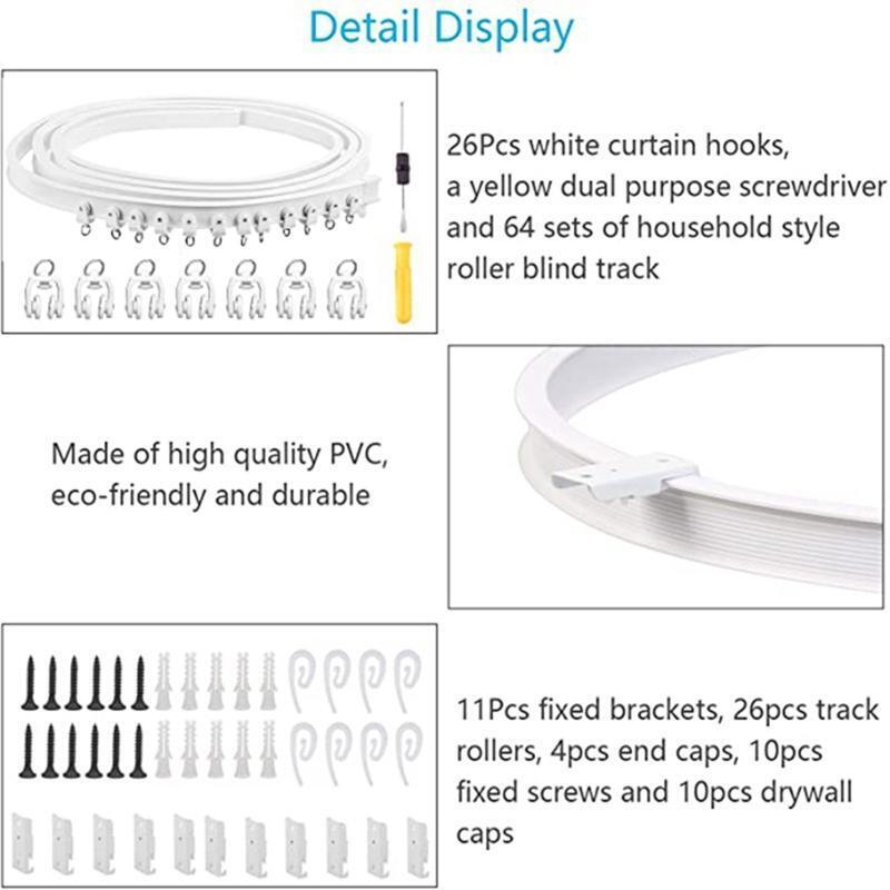 3.5m Flexible Ceiling Curtain Track Kit Bendable Window Rod Straight Curve