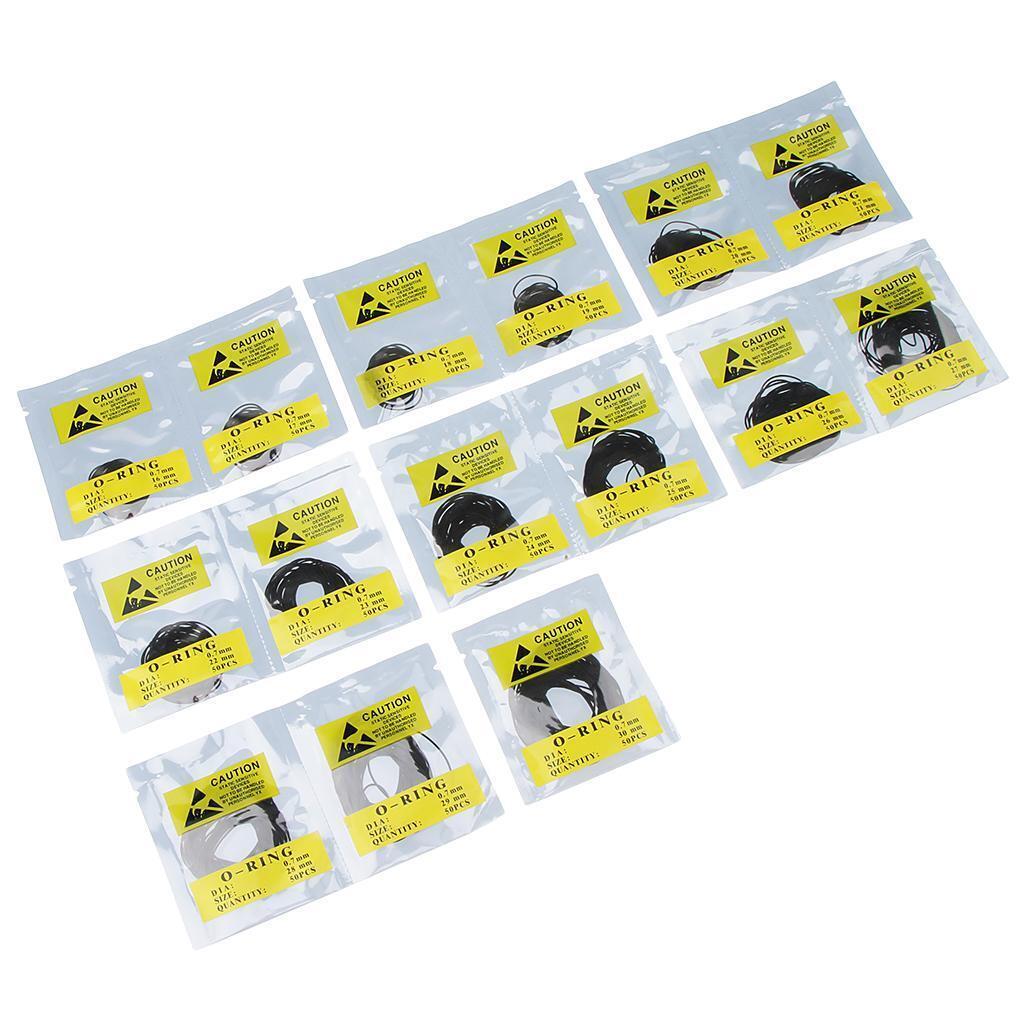 750Pcs Flat Rubber Gaskets Washers O Rings Seals for Watch Backs 16mm-30mm