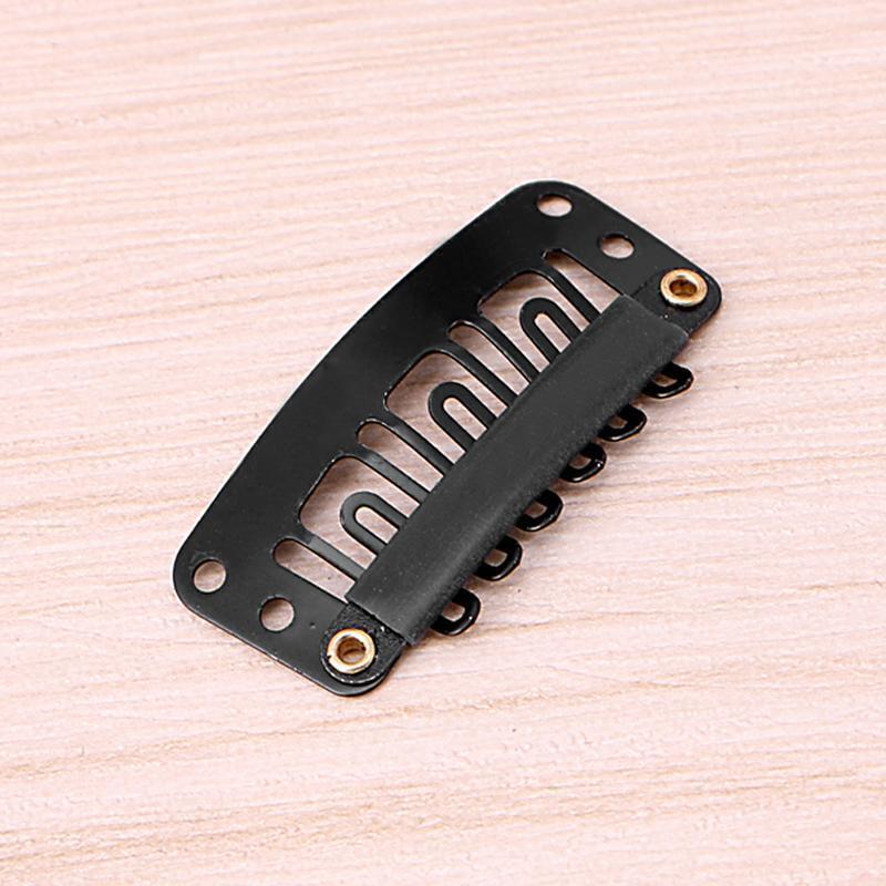 40 Pcs 32mm Black U Shape Snap Metal Clips For Hair Extensions Weft Clip-on New
