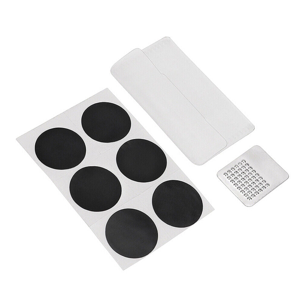 6pcs Glue-Free Round Bike Inner Tire Repair Patch w/ Tire Polishing Pad Set