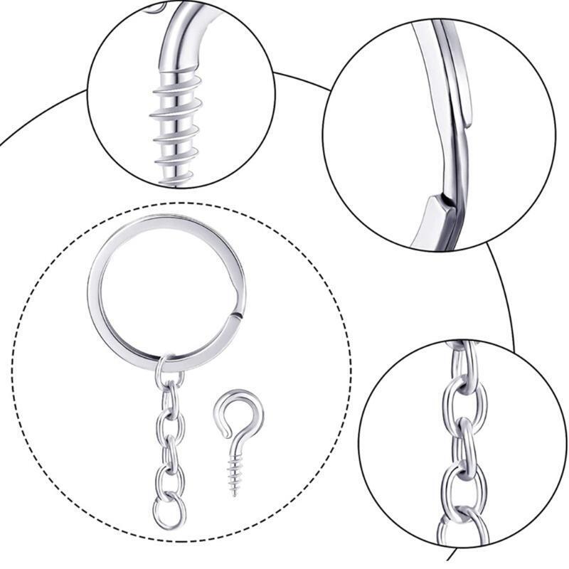 150 Pcs Key Chain Rings Kit with Screw Eye Pins Findings for DIY Crafts Jewelry