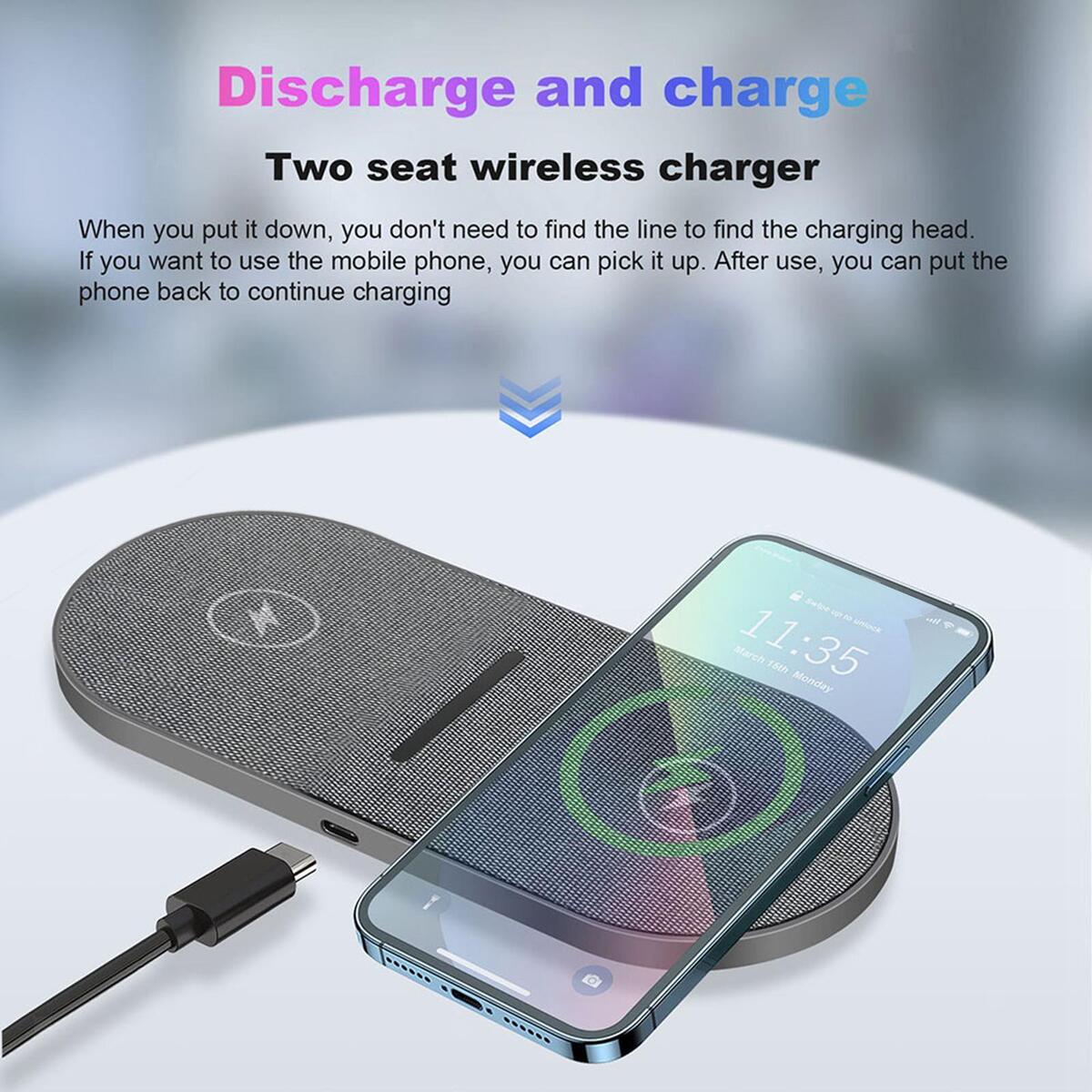 Dual 20W Qi Wireless Charger for Watch Two Phone Wireless Charger Charger