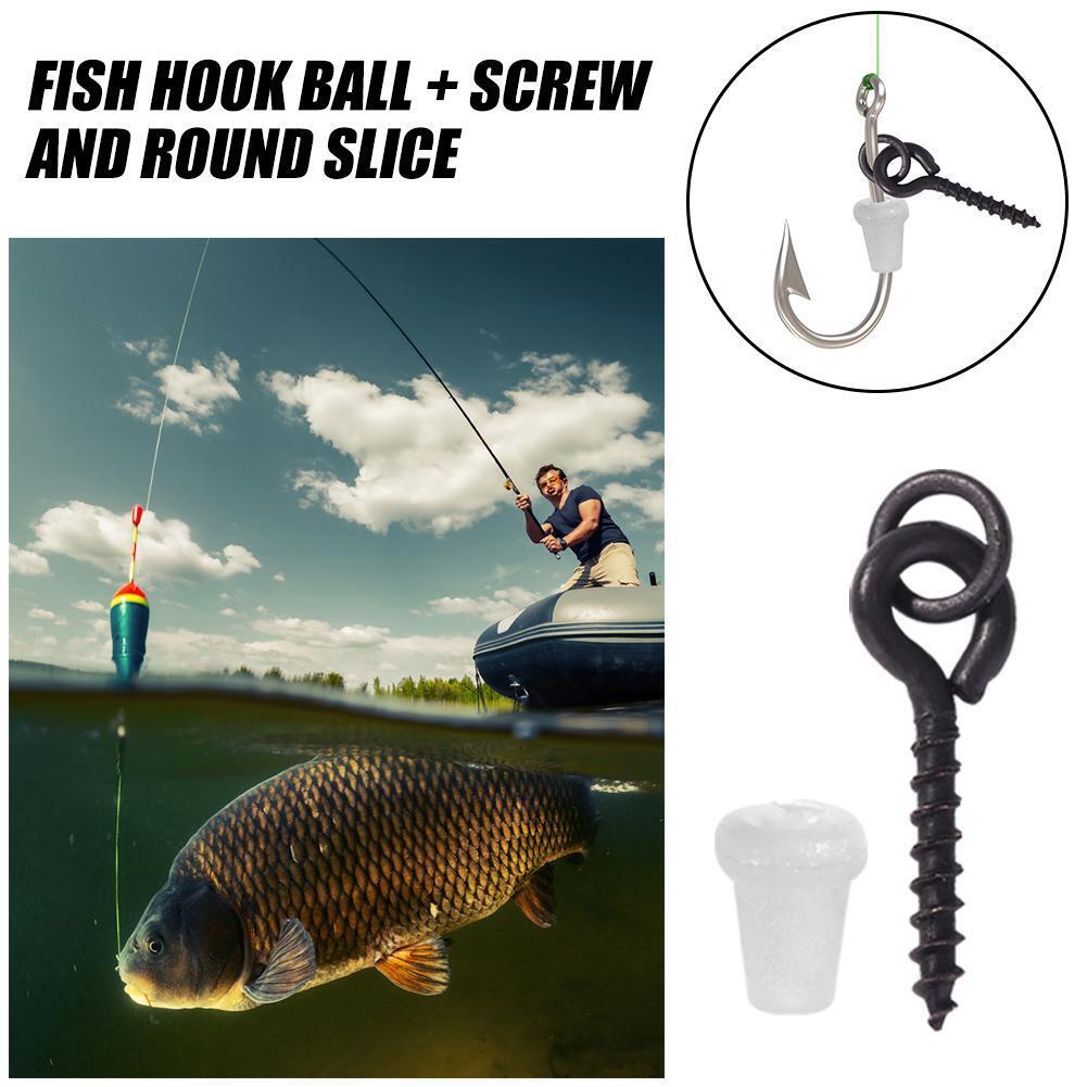10pcs Fishing Boilie Bait Screws with Rings+20 Stops Fishing Tackle (White)