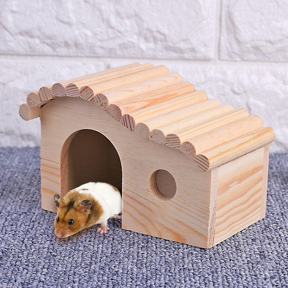 Small Animal Wooden Sleeping Nest Hamster Hedgehog House Bed Dodge Assembly