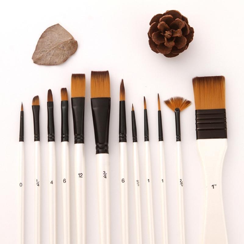 12PCS/Pack Portable Acrylic Oil Painting Brush Set for Watercolor Oil Painting