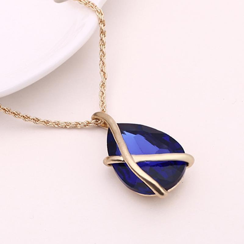Chic Women Jewelry Set Party Prom Waterdrop Pendant Necklace With Hook Earrings