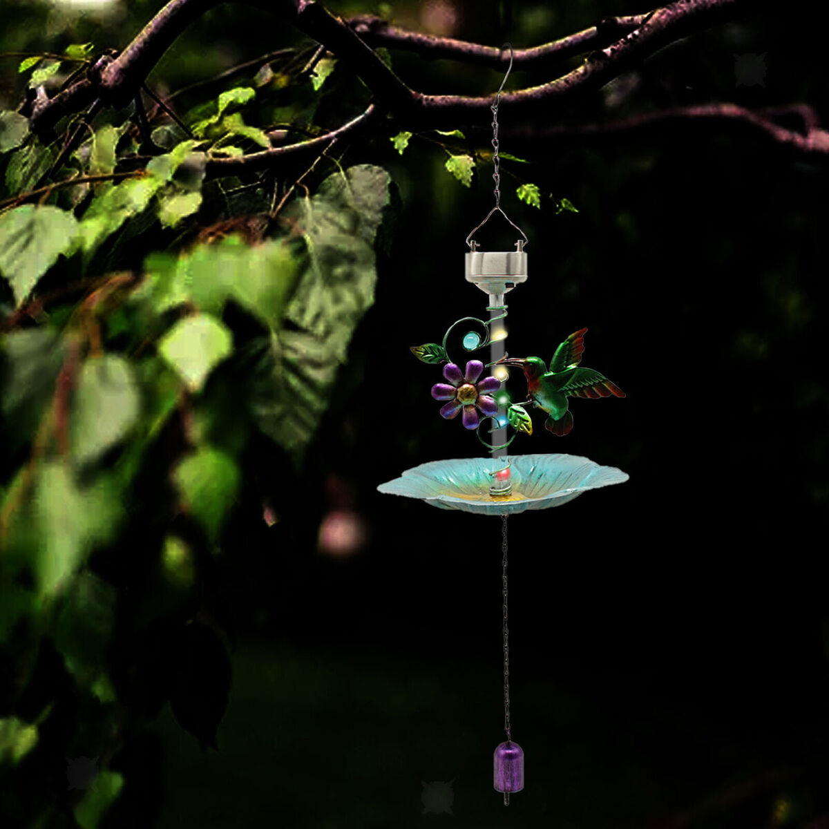 Solar Bird Feeder  Hanging Outdoor Patio Decoration Ornament Yard Lawn
