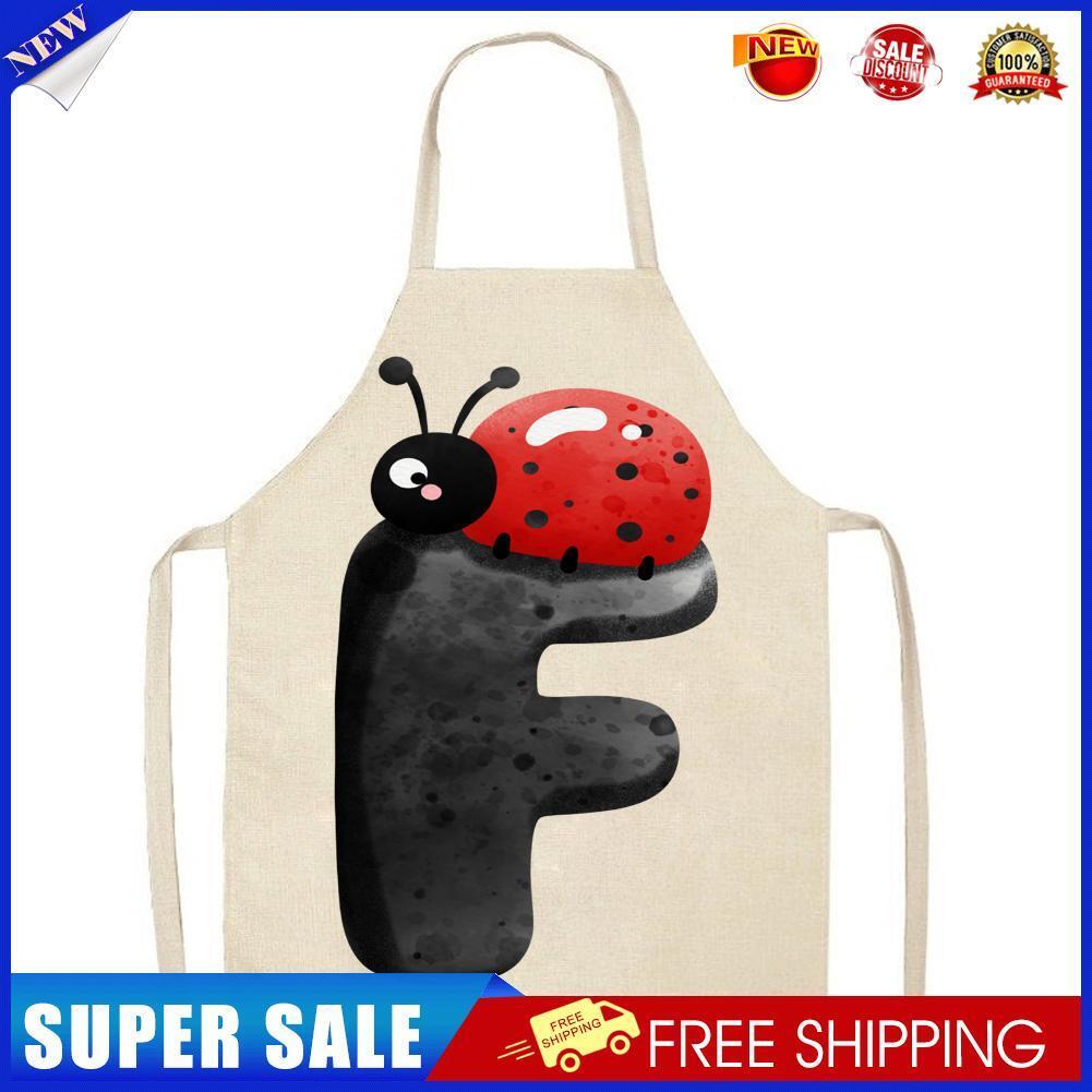 Insect F Print Apron Linen Waterproof Cooking Bibs Chefs Pinafore (68x55cm)