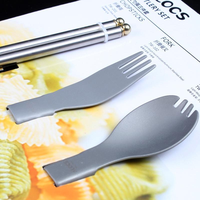 3 pcs Folding Dinner Flatware Utensils Stainless Steel Camping Picnic Durable
