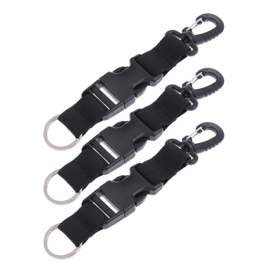 3PCS Nylon Webbing Scuba Diving Lanyard Camera Flashlight Holder Strap Clip