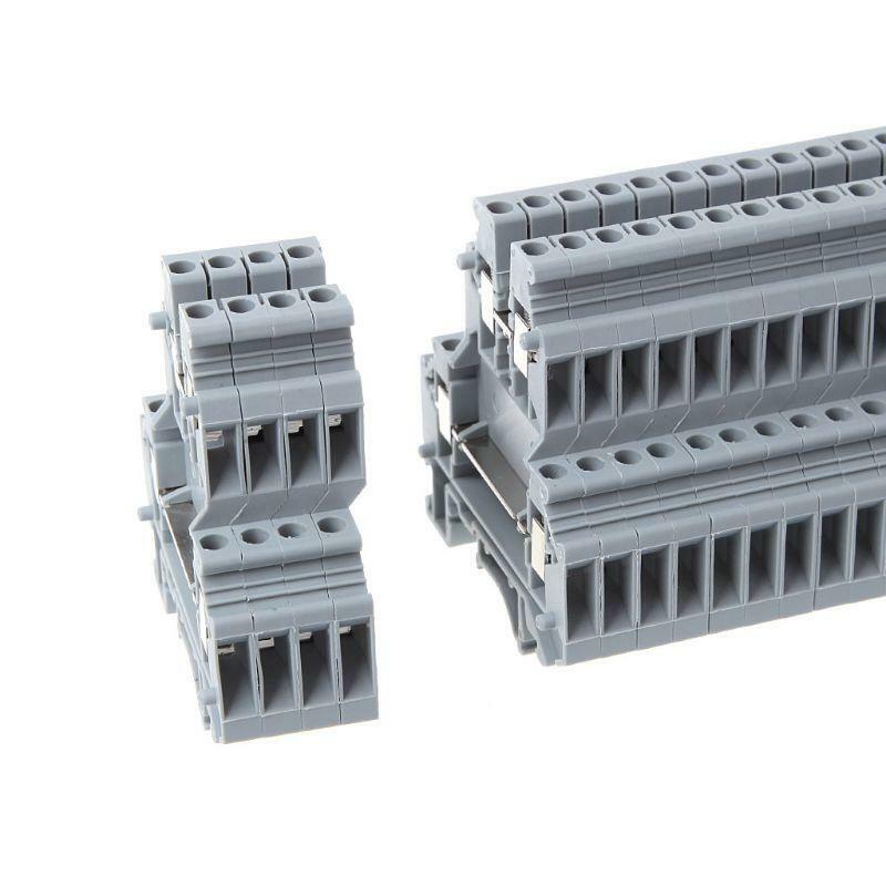 50 Pcs UKK3 DIN Rail Double Level Dual Row Terminal Block 500V 25A 28-12AWG Gray
