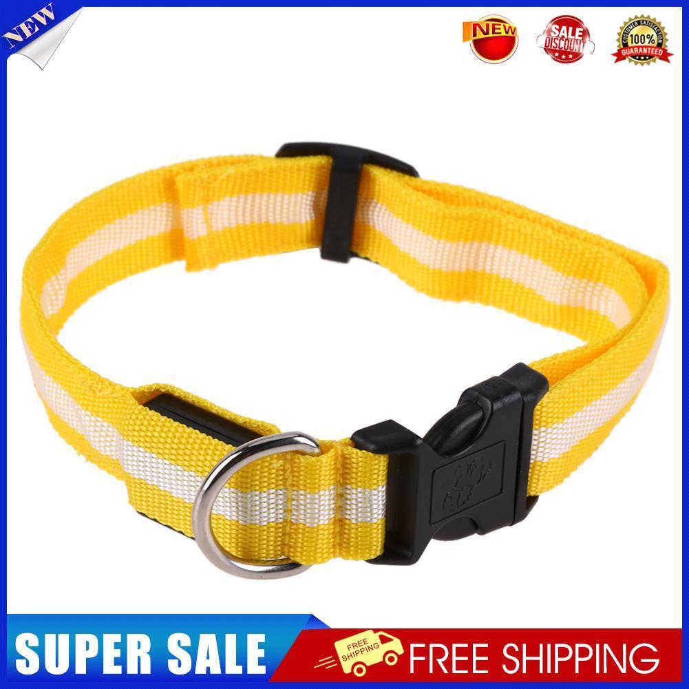 2.5cm LED Night Flashing Dog Pet Necklace Nylon Collar Leash(Yellow/XL)