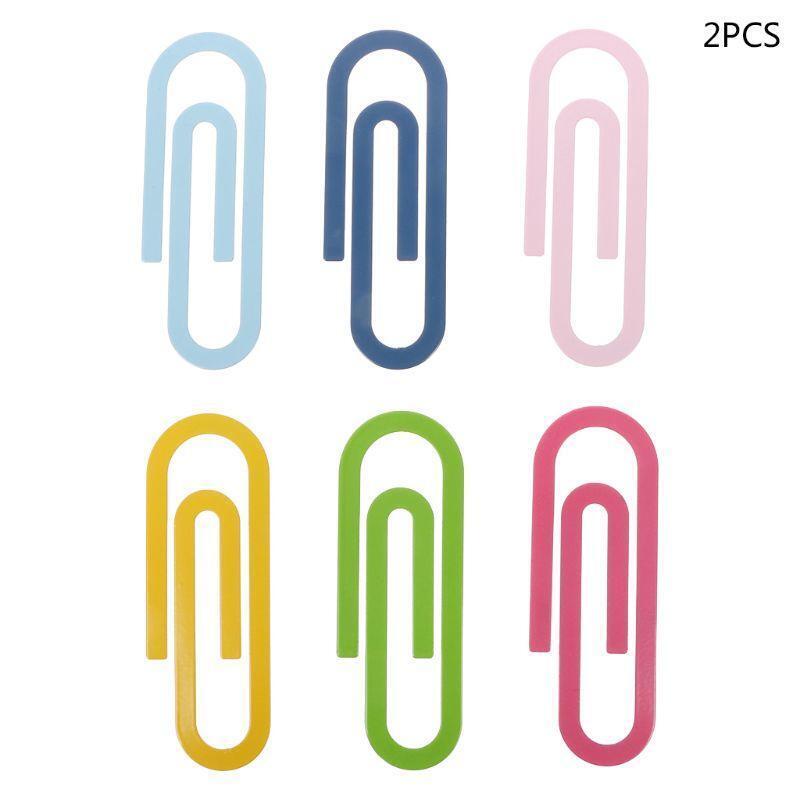 2 Pcs Cute Big Metal Paper Clip Bookmark Page Clips Photos Tickets Paperclip