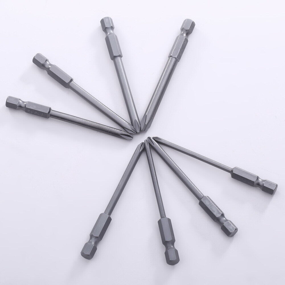 8pcs 75mm Magnetic Long Hex Cross Head Screwdriver Bits Electric Screwdrive