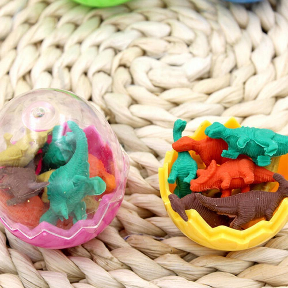 7Pcs/1Egg Cute Students Kids Office Stationery Dinosaurs  Pencil Eraser Rubber
