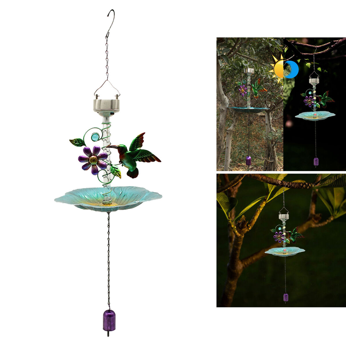 Solar Bird Feeder  Hanging Outdoor Patio Decoration Ornament Yard Lawn