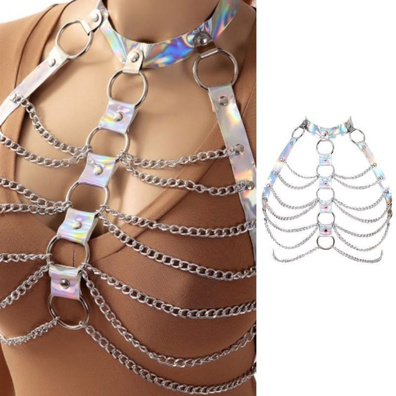 Body Chain Bra Necklace Goth Chest Bracket Bra Chain Jewelry Punk Body Harness