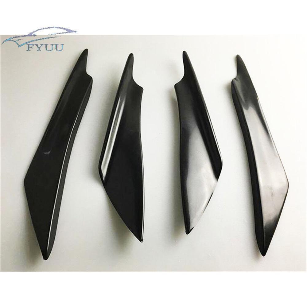 4 Pcs Black ABS Car Bumper Lip Splitter Fin Spoiler Canards Body Kit Accessories