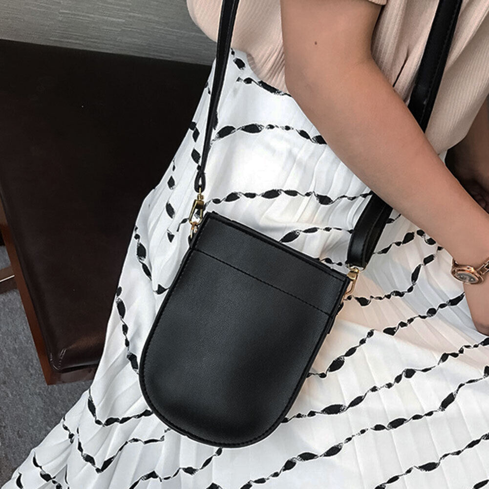 Creative Women PU Leather Mini Phone Bag Shoulder Crossbody Bag(Black)