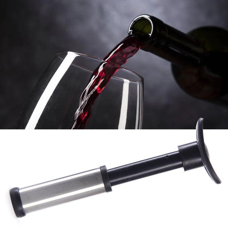 Durable Stainless Steel Vacuum Wine Saver Pump Humanized Design Bottle Stopper