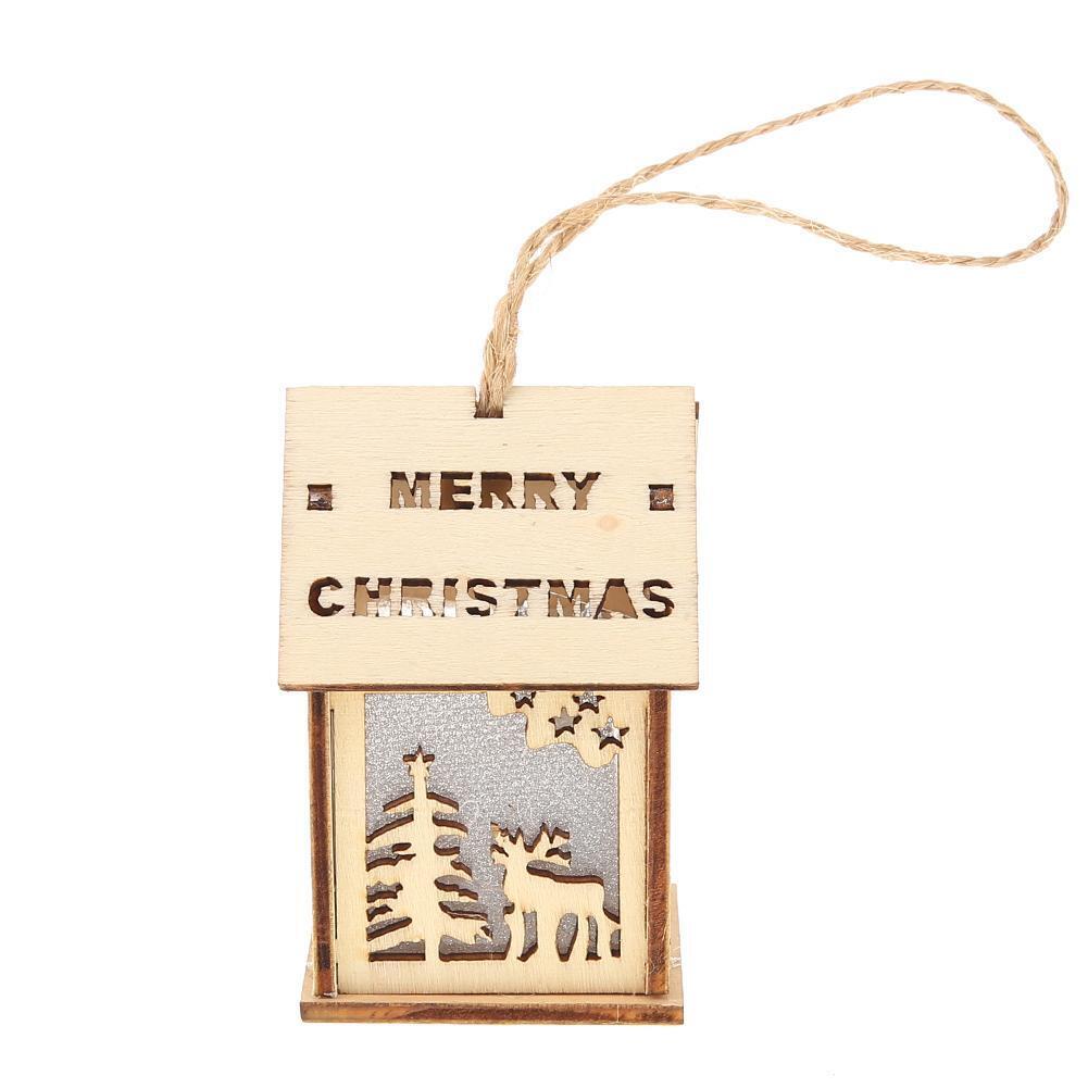 Cute Mini Wood Hollow House Christmas Light Tree Hanging Decor (Deer)