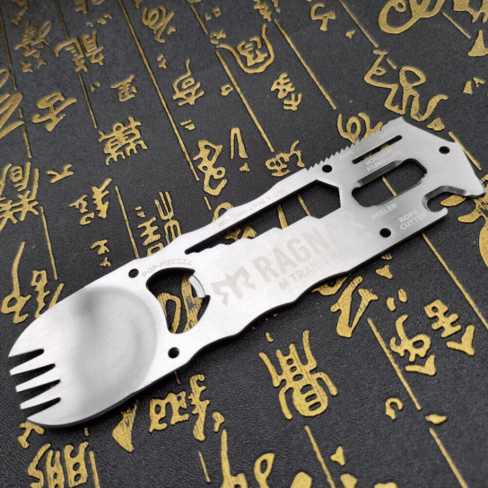 Outdoor EDC Portable Cutlery Fork Spoon Bottle Opener Camping Picnic Tool