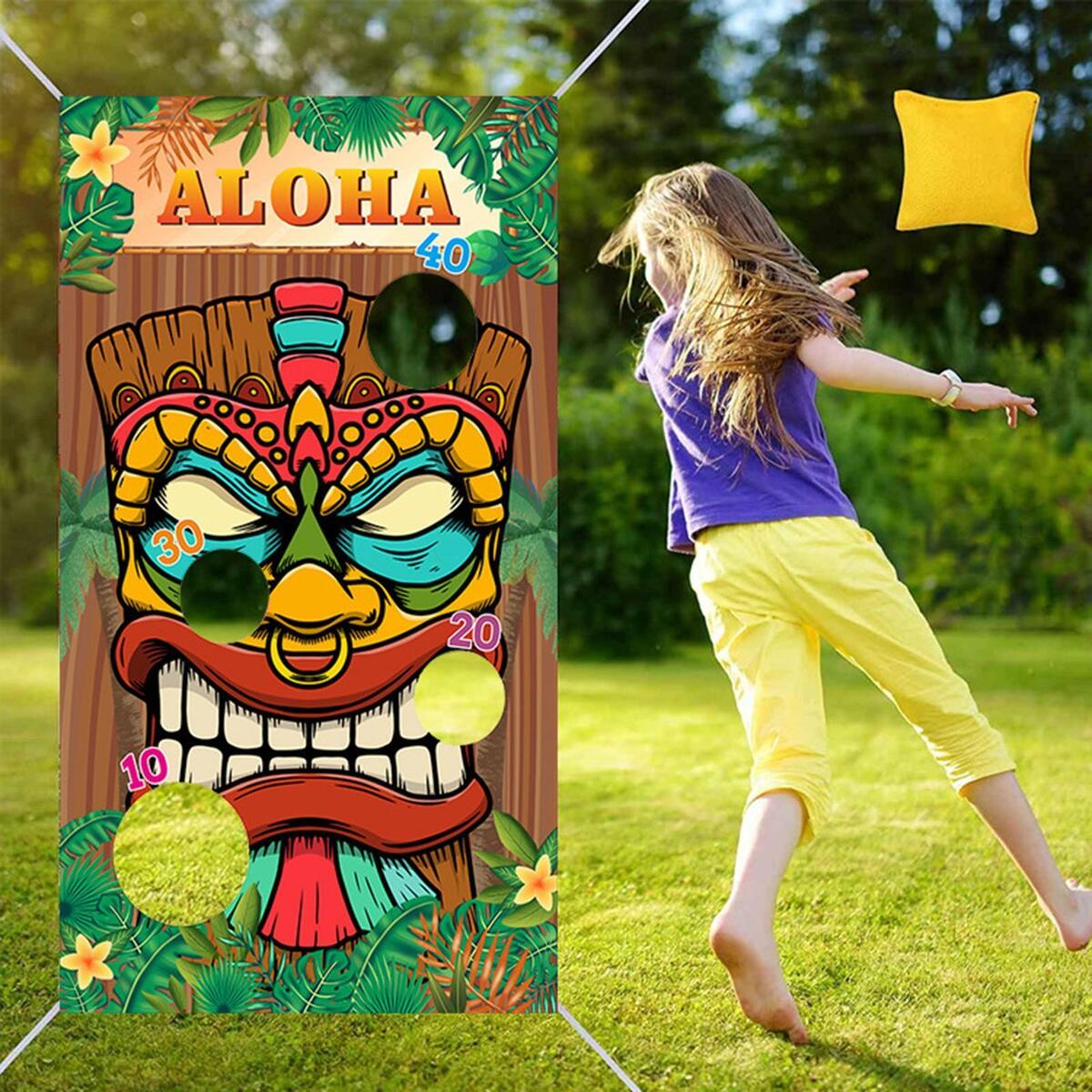 Hawaiian Aloha Toss Game Sandbag Banner for Parties Birthday Gift Children
