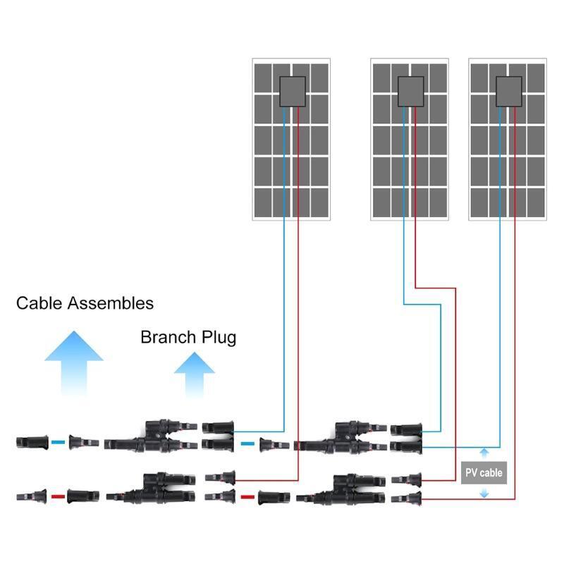 Electrical Y Solar Connectors MMF+ FFM for Cable Parallel Connection Solar Panel