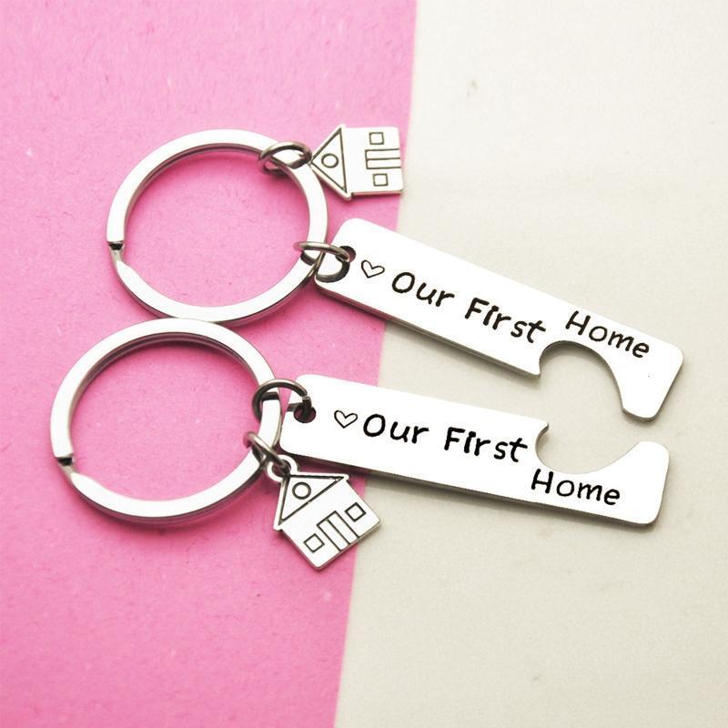 Couple Keychain for House Key Scratch Resistant Our First Home Portable Key Ring
