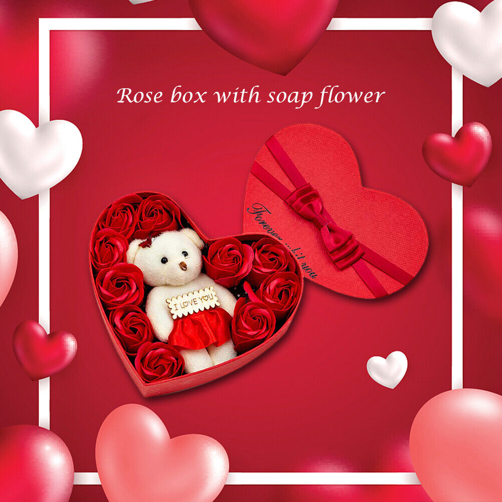 10pcs Rose Flowers Bear Gift Box Xmas Birthday Valentine Wedding Gifts