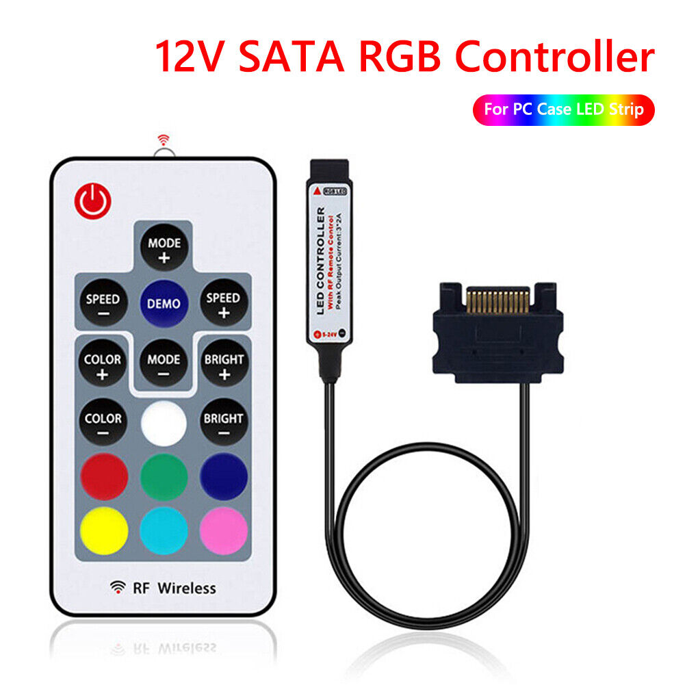 12V SATA RGB Controller RF Remote Controler For PC Case LED Strip