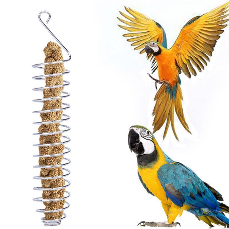 Stainless Steel Parrot Feeder Food Fruits Basket Holder Bird Cage Feeding Device