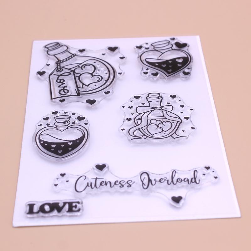 Drifting Bottle Love Heart Clear Stamp Seal Handmade Crafts Embossing Decor
