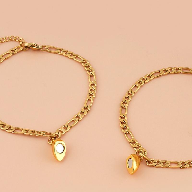 2X Heart Matching Bracelet Creative Magnet Braided Rope Bracelets for Women