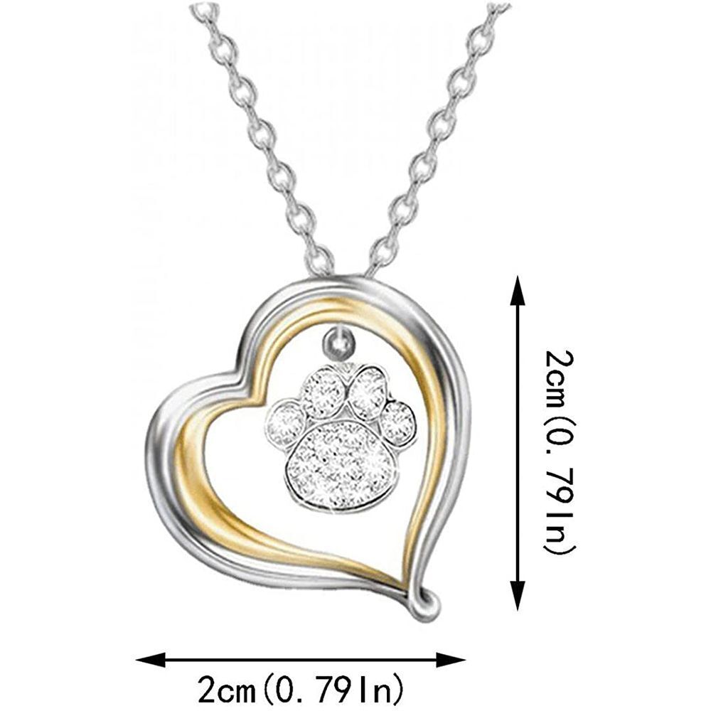 Day Gifts Cat Paw Alloy Two-color Heart Necklace Thin Chain Pendant Choker