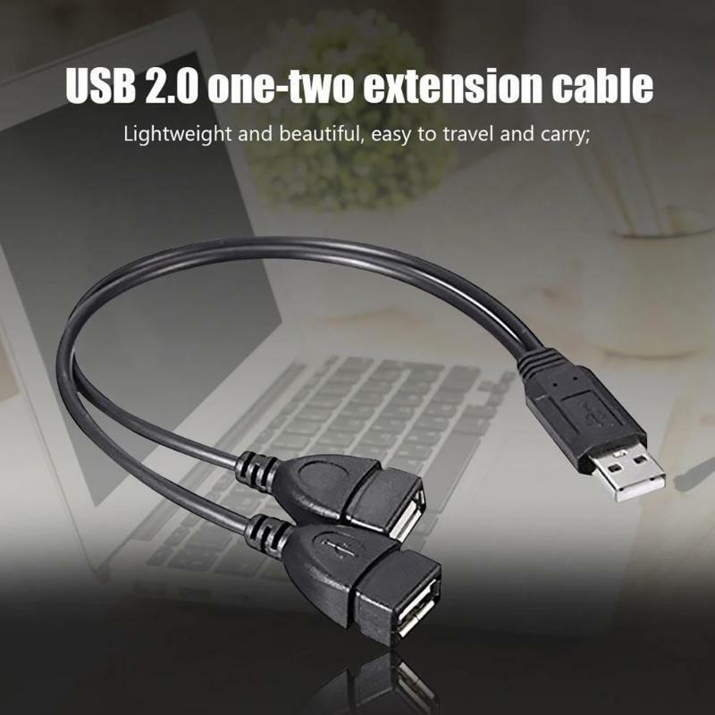 1 Male to 2 Female Power Cord USB Splitter USB 2.0 Y Splitter Charger Cable