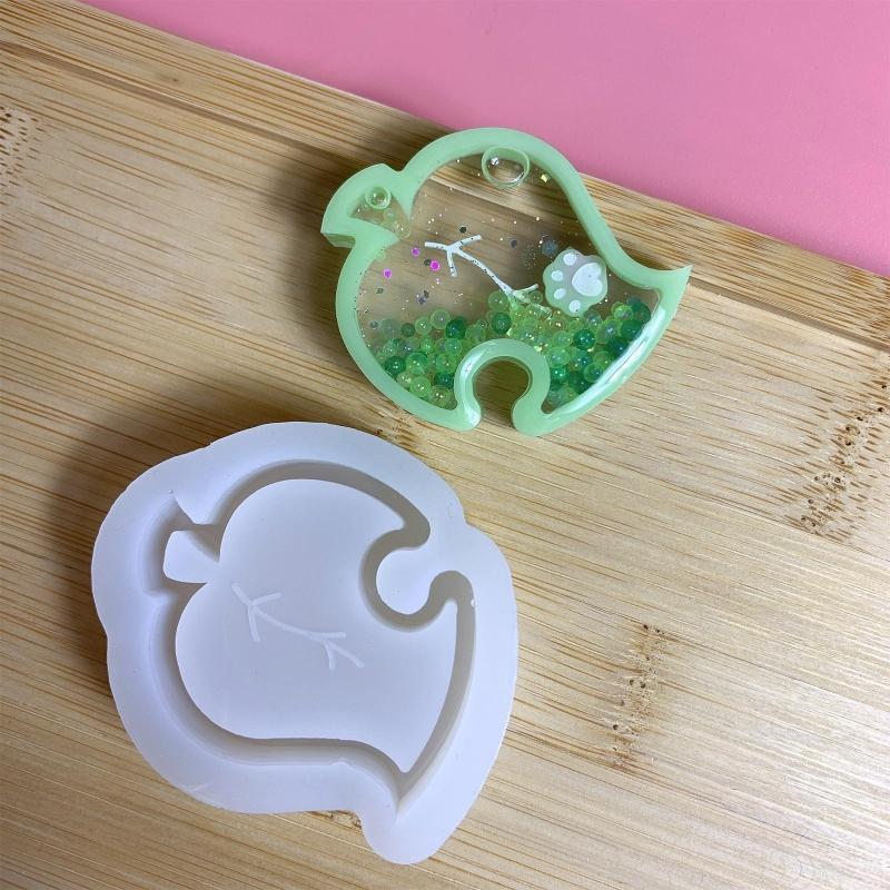 Diy Crystal Epoxy Mould Cute Leaf Quicksand Mould Pendant Silicone Ornament Mold